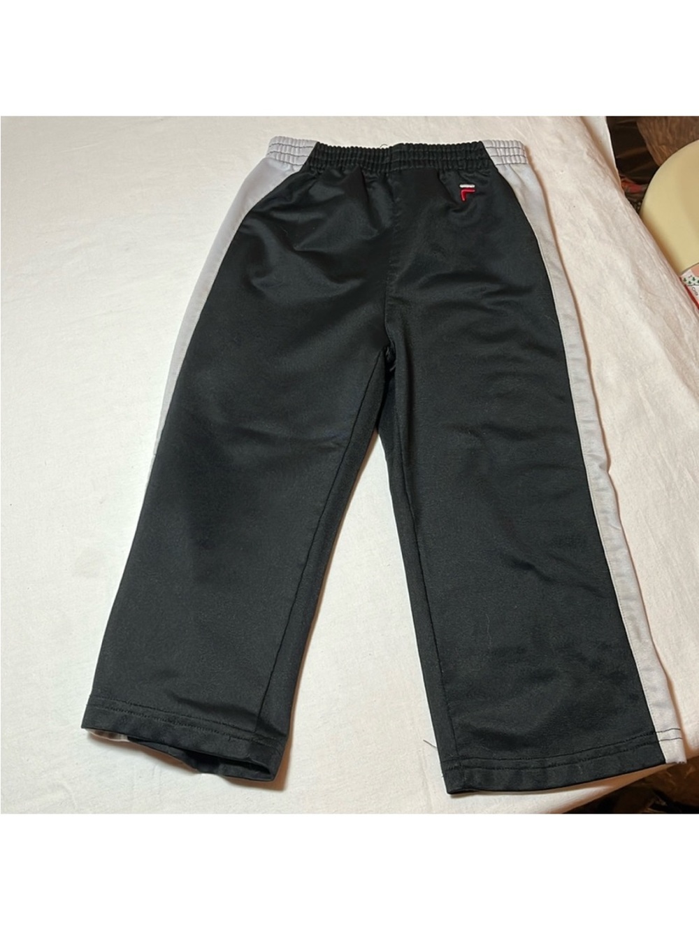 3T Fila Kids Black Track Pants with Gray Side Stripes